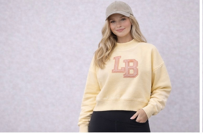 Loblolly Bottom - Buttercream Cropped Mock Neck Sweatshirt (Presale)